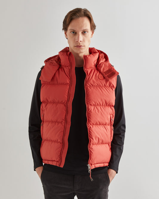 Bezrękawniki męskie z kapturem regular fit czerwone