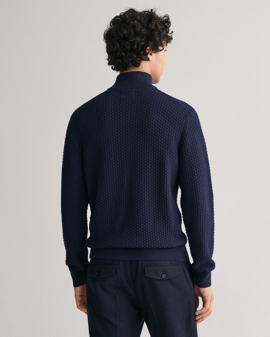 Sweter z fakturowanej bawełny half zip