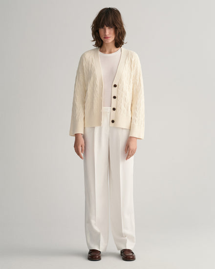 Sweter rozpinany damski z długim rękawem i klasycznym kołnierzem relaxed fit