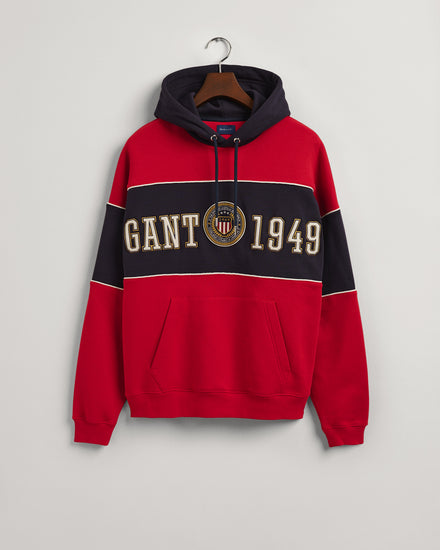 Bluza męska z kapturem z nadrukiem relaxed fit czerwona