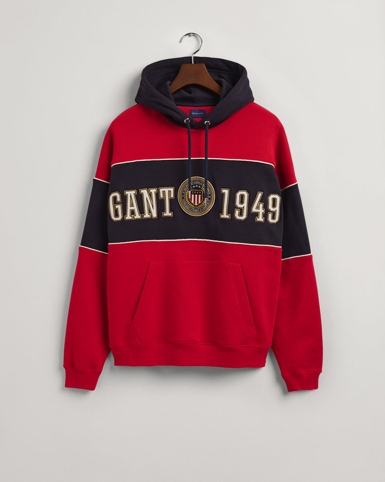 Bluza męska z kapturem z nadrukiem relaxed fit czerwona