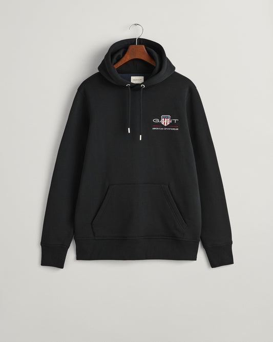 Bluza męska z nadrukiem z kapturem regular fit czarna