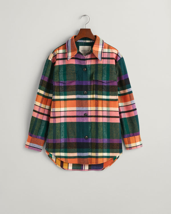 Koszula damska w kratkę z długim rękawem relaxed fit zielona