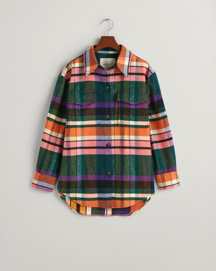 Koszula damska w kratkę z długim rękawem relaxed fit zielona