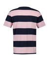 T-shirt męski w paski z okrągłym kołnierzykiem regular fit różowy