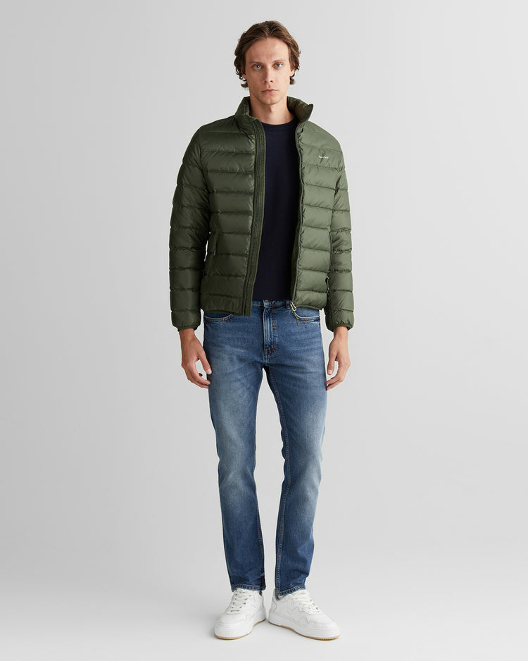 Kurtka męska ze stójką z długim rękawem regular fit zielona