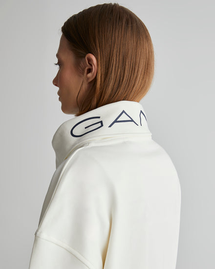 Bawełniana bluza damska z zamkiem do połowy oversize fit