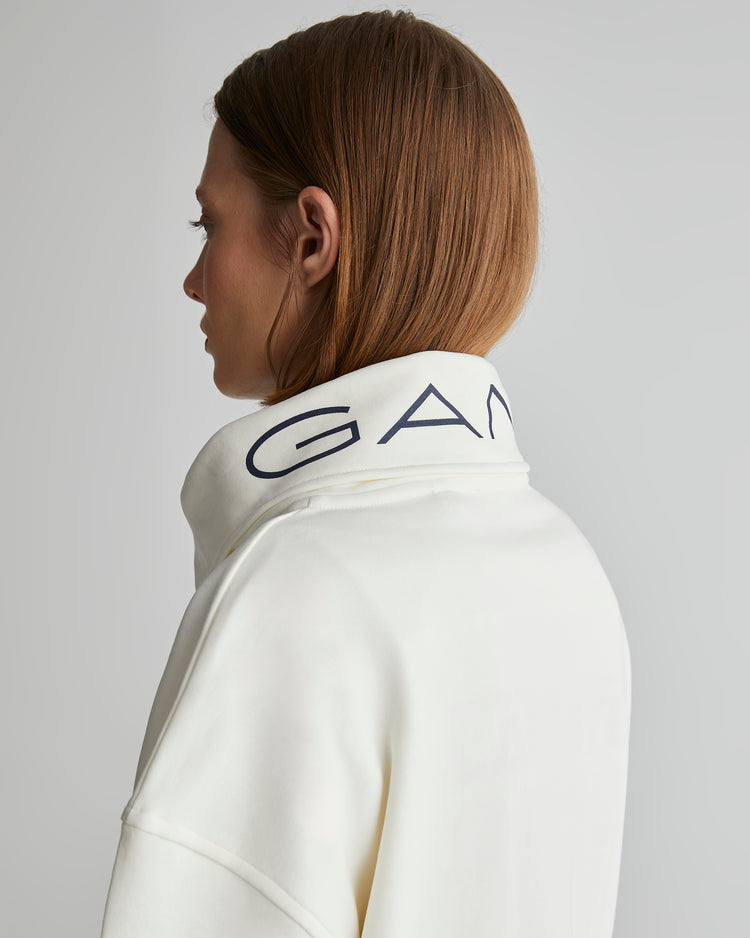 Bawełniana bluza damska z zamkiem do połowy oversize fit