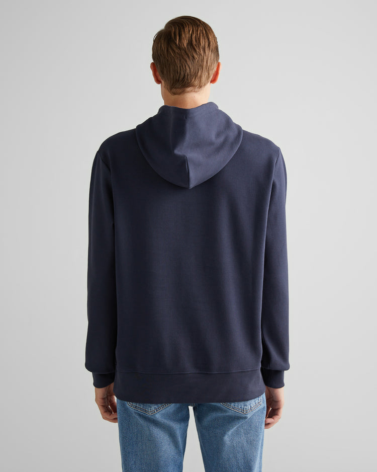 Bluza męska z nadrukiem z kapturem regular fit granatowa