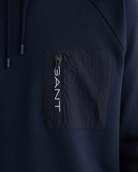 Bluza męska z kapturem z nadrukiem regular fit granatowa