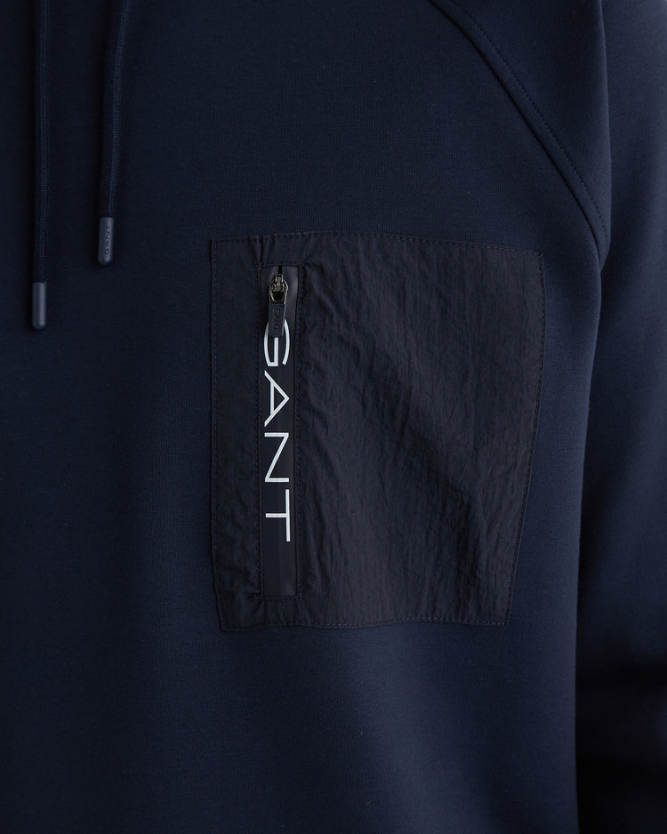 Bluza męska z kapturem z nadrukiem regular fit granatowa