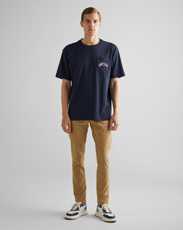 Bawełniany t-shirt męski z nadrukiem okrągły kołnierzyk relaxed fit