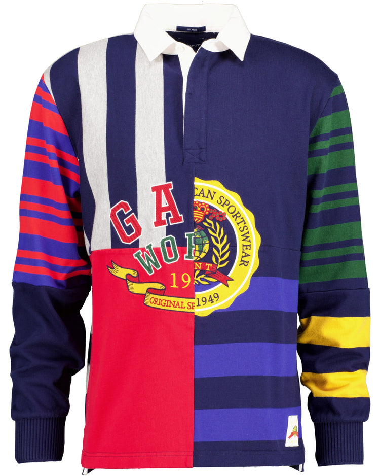 Męska koszulka rugby z motywem World Crest Mixed