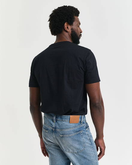 T-shirt męski z nadrukiem z okrągłym kołnierzykiem regular fit czarny