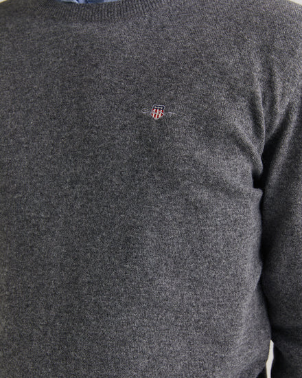 Sweter męski okrągły kołnierzyk regular fit szary