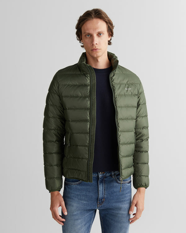 Kurtka męska ze stójką z długim rękawem regular fit zielona