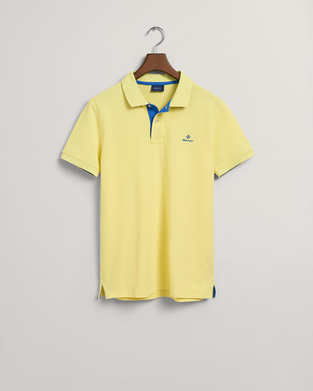 Koszulka polo męska z krótkim rękawem slim fit żółta