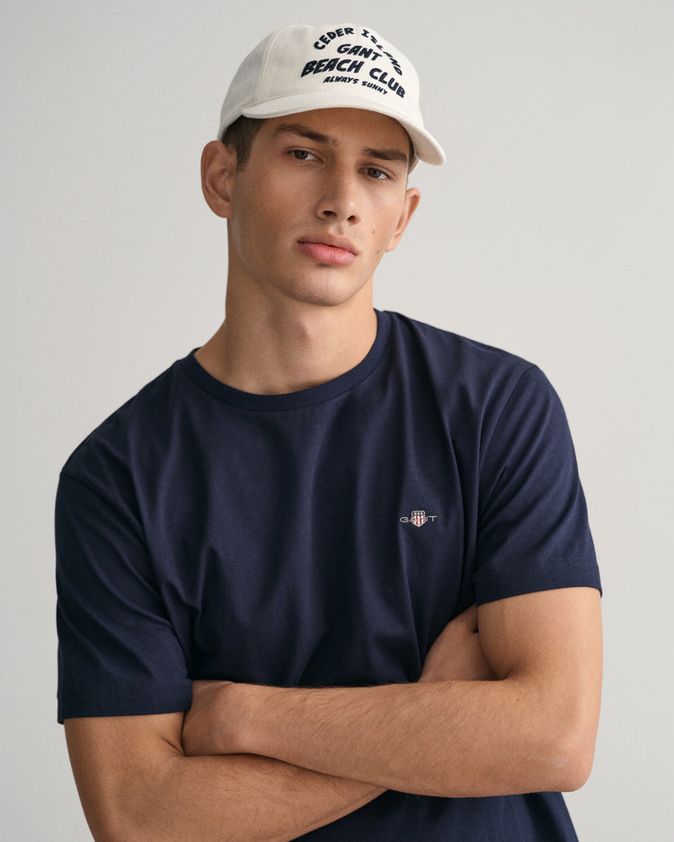 T-shirt męski z okrągłym dekoltem regular fit granatowy
