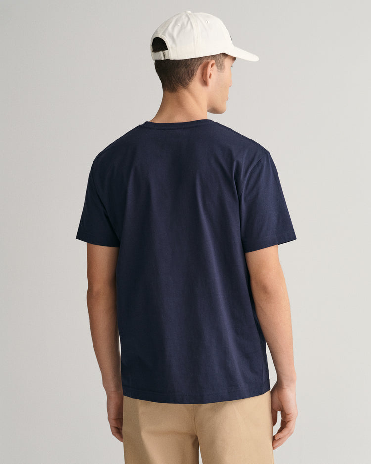 T-shirt męski z okrągłym dekoltem regular fit granatowy