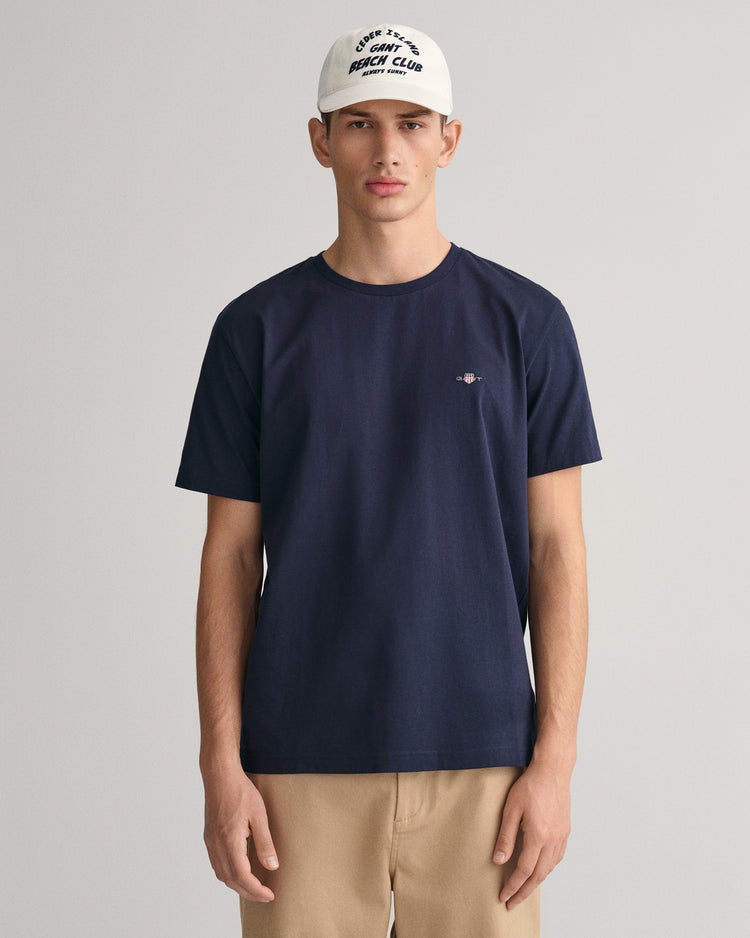 T-shirt męski z okrągłym dekoltem regular fit granatowy