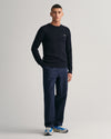 Sweter męski z okrągłym dekoltem regular fit granatowy