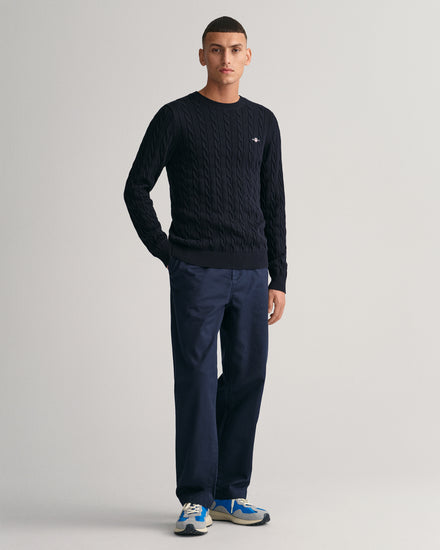 Sweter męski z okrągłym dekoltem regular fit granatowy