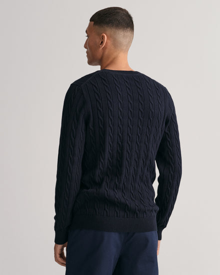 Sweter męski z okrągłym dekoltem regular fit granatowy