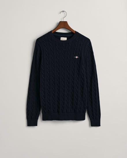 Sweter męski z okrągłym dekoltem regular fit granatowy