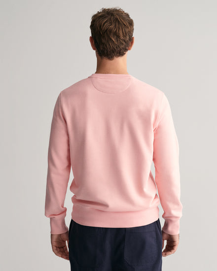 Bluza męska z okrągłym kołnierzykiem regular fit różowa