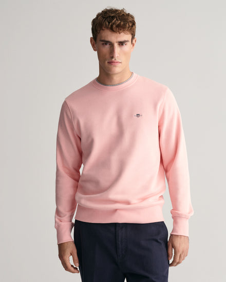 Bluza męska z okrągłym kołnierzykiem regular fit różowa