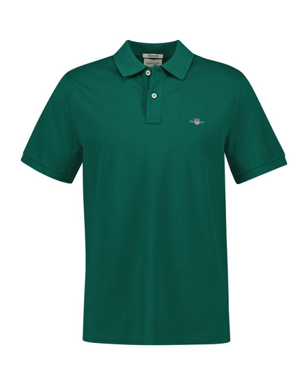 Bawełniany polo męski z krótkim rękawem regular fit zielony