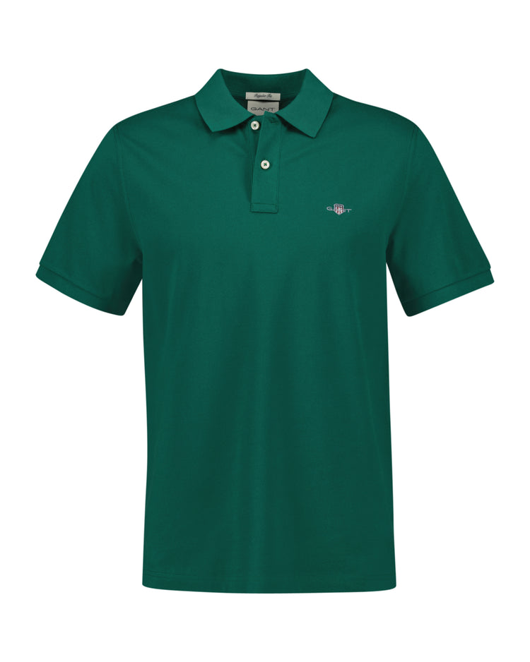 Bawełniany polo męski z krótkim rękawem regular fit zielony