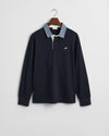 Bawełniana bluza męska polo z długim rękawem regular fit granatowa