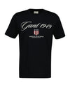 T-shirt męski z nadrukiem i okrągłym kołnierzykiem regular fit czarny