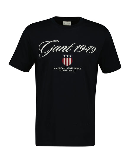 T-shirt męski z nadrukiem i okrągłym kołnierzykiem regular fit czarny