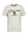 T-shirt męski z nadrukiem regular fit kremowy