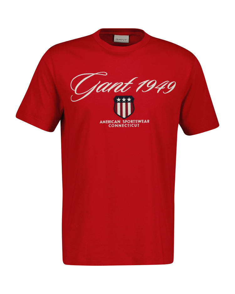 T-shirt męski z nadrukiem regular fit czerwony