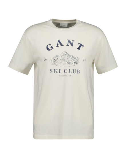 T-shirt męski z nadrukiem okrągły kołnierzyk regular fit biały