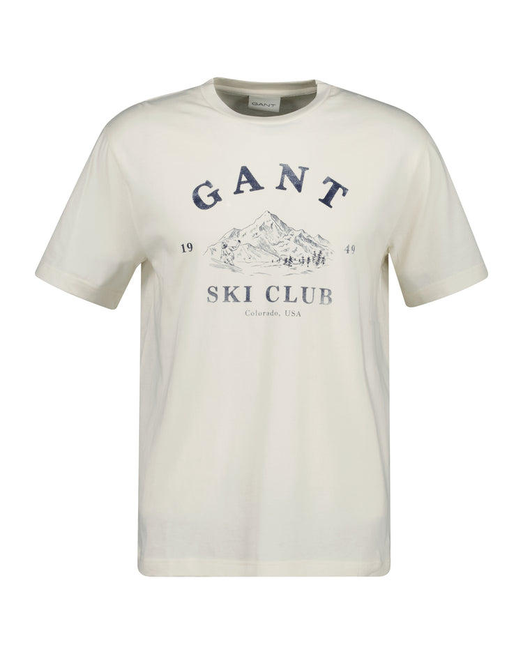 T-shirt męski z nadrukiem okrągły kołnierzyk regular fit biały