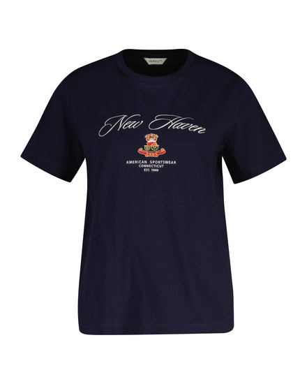 T-shirt damski z nadrukiem z okrągłym kołnierzykiem regular fit