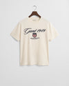 T-shirt męski z nadrukiem regular fit kremowy
