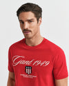 T-shirt męski z nadrukiem regular fit czerwony