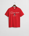 T-shirt męski z nadrukiem regular fit czerwony