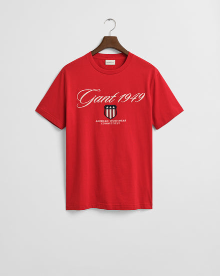 T-shirt męski z nadrukiem regular fit czerwony