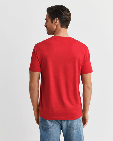 T-shirt męski z nadrukiem regular fit czerwony