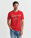 T-shirt męski z nadrukiem regular fit czerwony