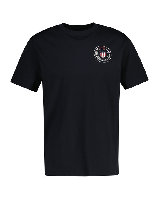 T-shirt męski z okrągłym kołnierzykiem regular fit czarny