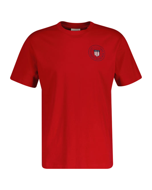 T-shirt męski z okrągłym kołnierzykiem regular fit czerwony