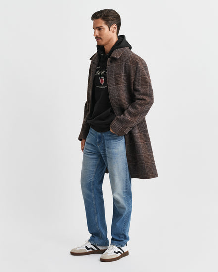Bluza męska z nadrukiem z kapturem regular fit czarna