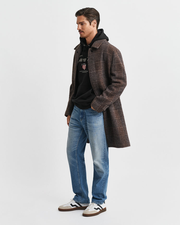 Bluza męska z nadrukiem z kapturem regular fit czarna